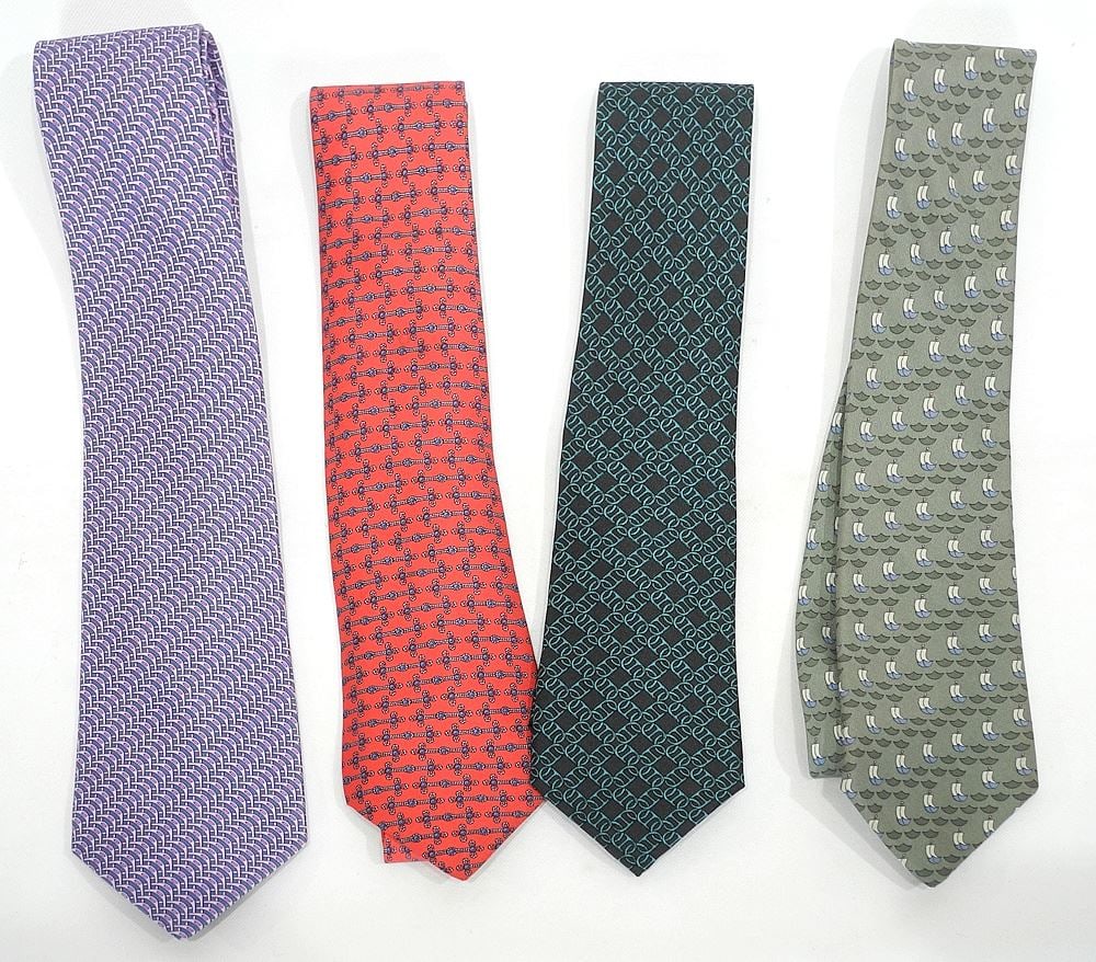 Four Vintage Hermes Neckties (as new). (1 of 2)