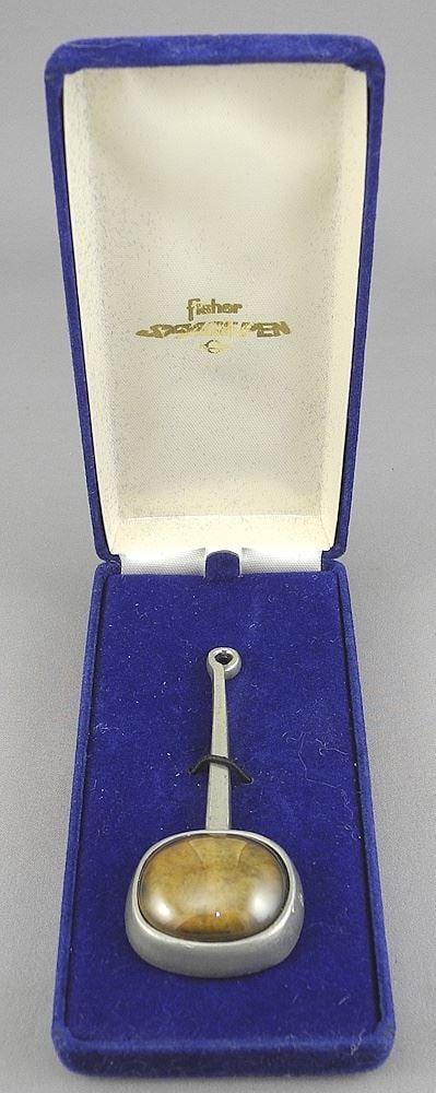 Roland Landerholm Tenn Sweden Pewter & Stone Pendant, 3"h, 25g.: Roland Landerholm Tenn Sweden Pewter & Stone Pendant, 3"h, 25g.