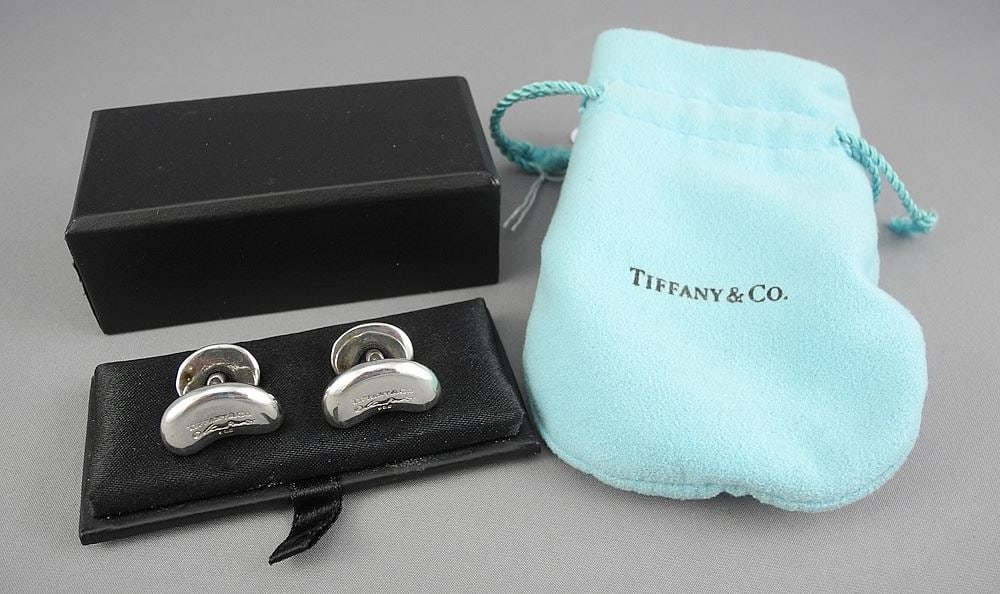 Pair of Tiffany & Co. Sterling (925) Cufflinks Design Elsa Peretti, 12.6g w/box.: Pair of Tiffany & Co. Sterling (925) Cufflinks Design Elsa Peretti, 12.6g w/box.
