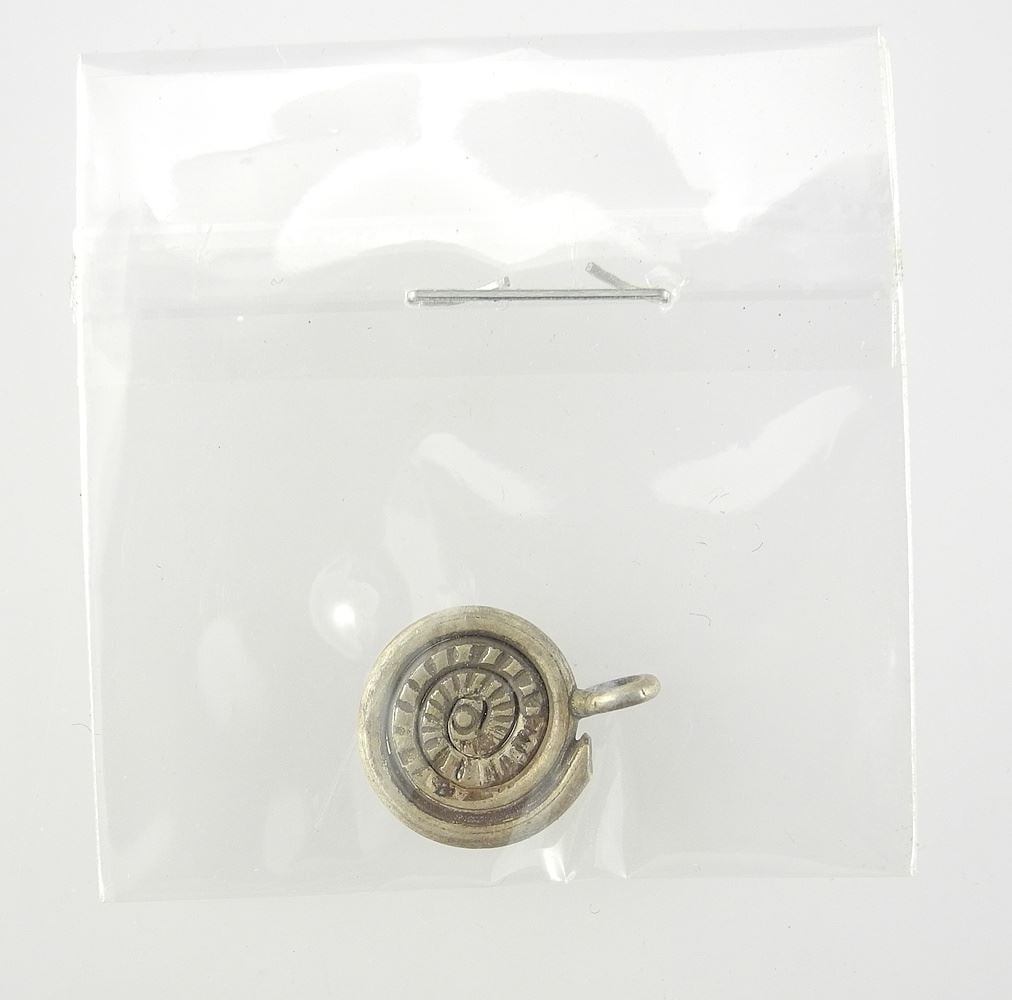 9th C. English Silver Child's Snake Amulet, 3/8" Diameter, 1.2g.: 9th C. English Silver Child's Snake Amulet, 3/8" Diameter, 1.2g.