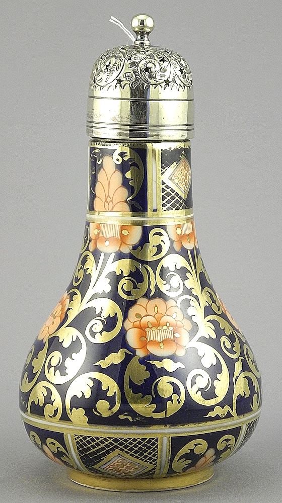 Spode Copelands Imari & Silver Plate Caster, 6 1/4"h.: Spode Copelands Imari & Silver Plate Caster, 6 1/4"h.