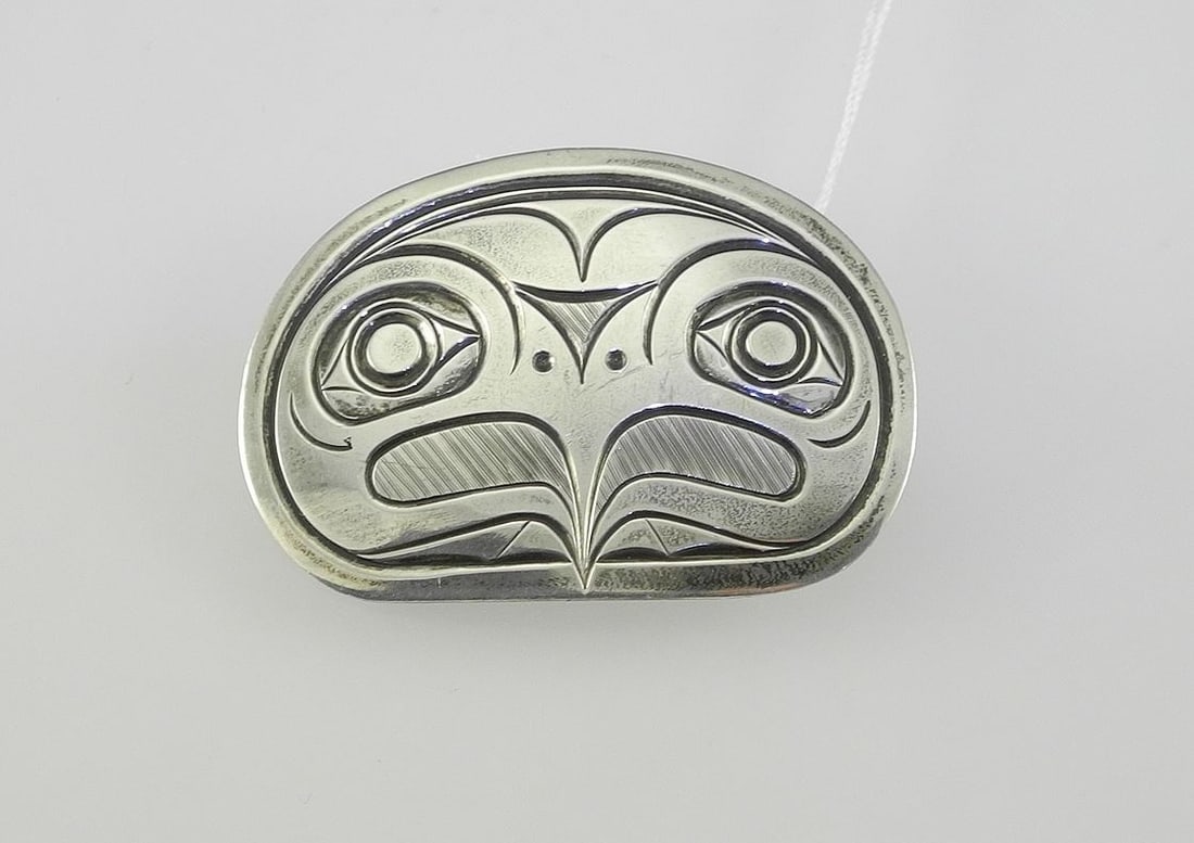 Northwest Coast Sterling Silver "Raven" Brooch Monogrammed LB, 1 1/2 "w, 7.5g. (1 of 2)