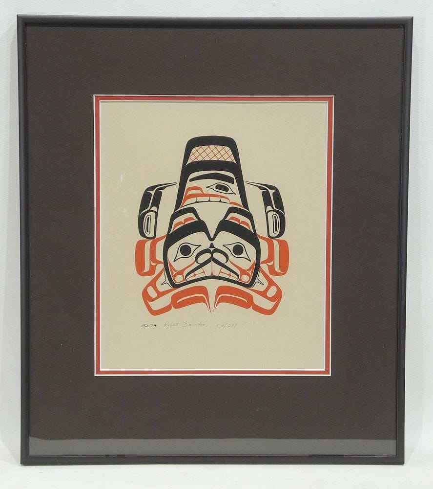 Serigraph signed Robert Davidson, 9 1/8 x 7 5/8", "Beaver" #102/287. (1 of 5)