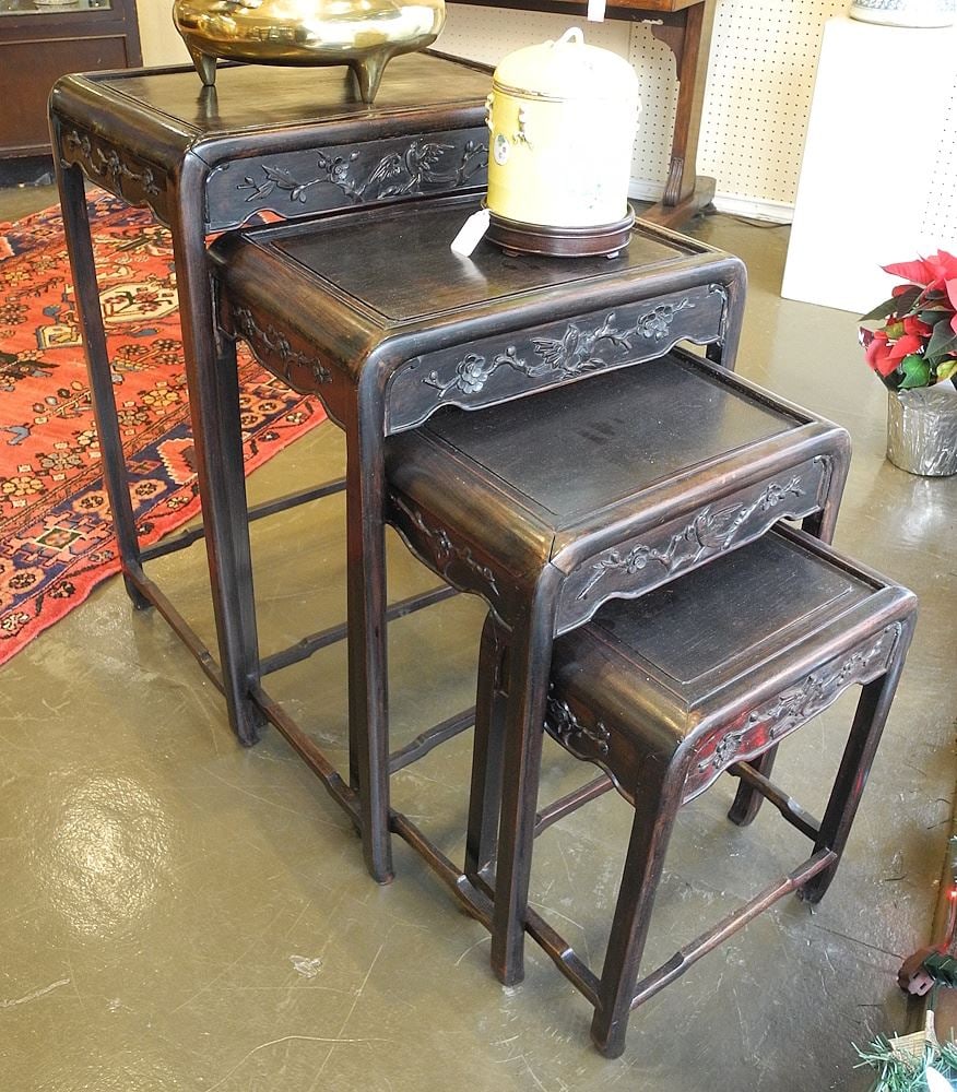 Quartetto Set of Chinese Rosewood Nesting Tables, 28"h. (1 of 4)