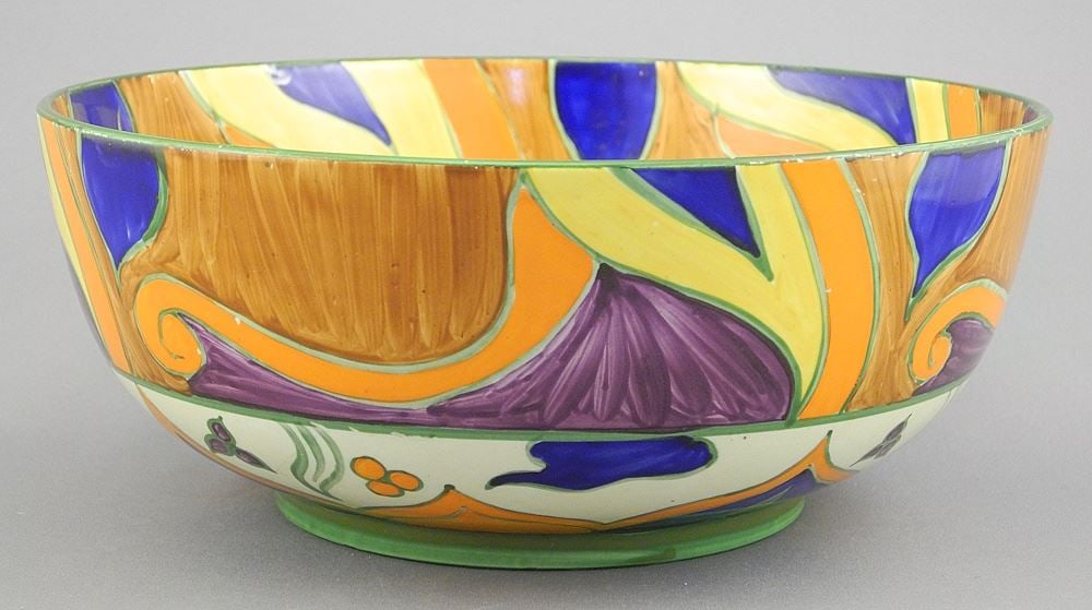 Unmarked Clarice Cliff Persian Pattern Large Bowl, Circa 1929, 8 1/ 4". (1 of 3)