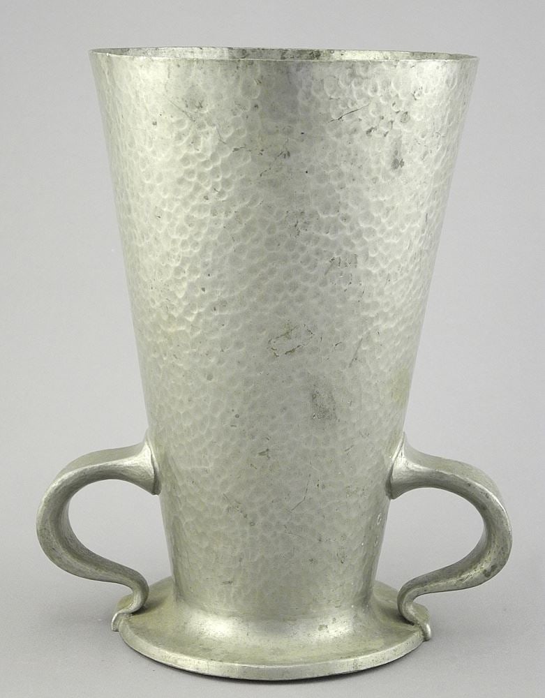 Liberty & Co. Tudric Handled Vase, Design Archibald Knox, Model 045, 8": Liberty & Co. Tudric Handled Vase, Design Archibald Knox, Model 045, 8"