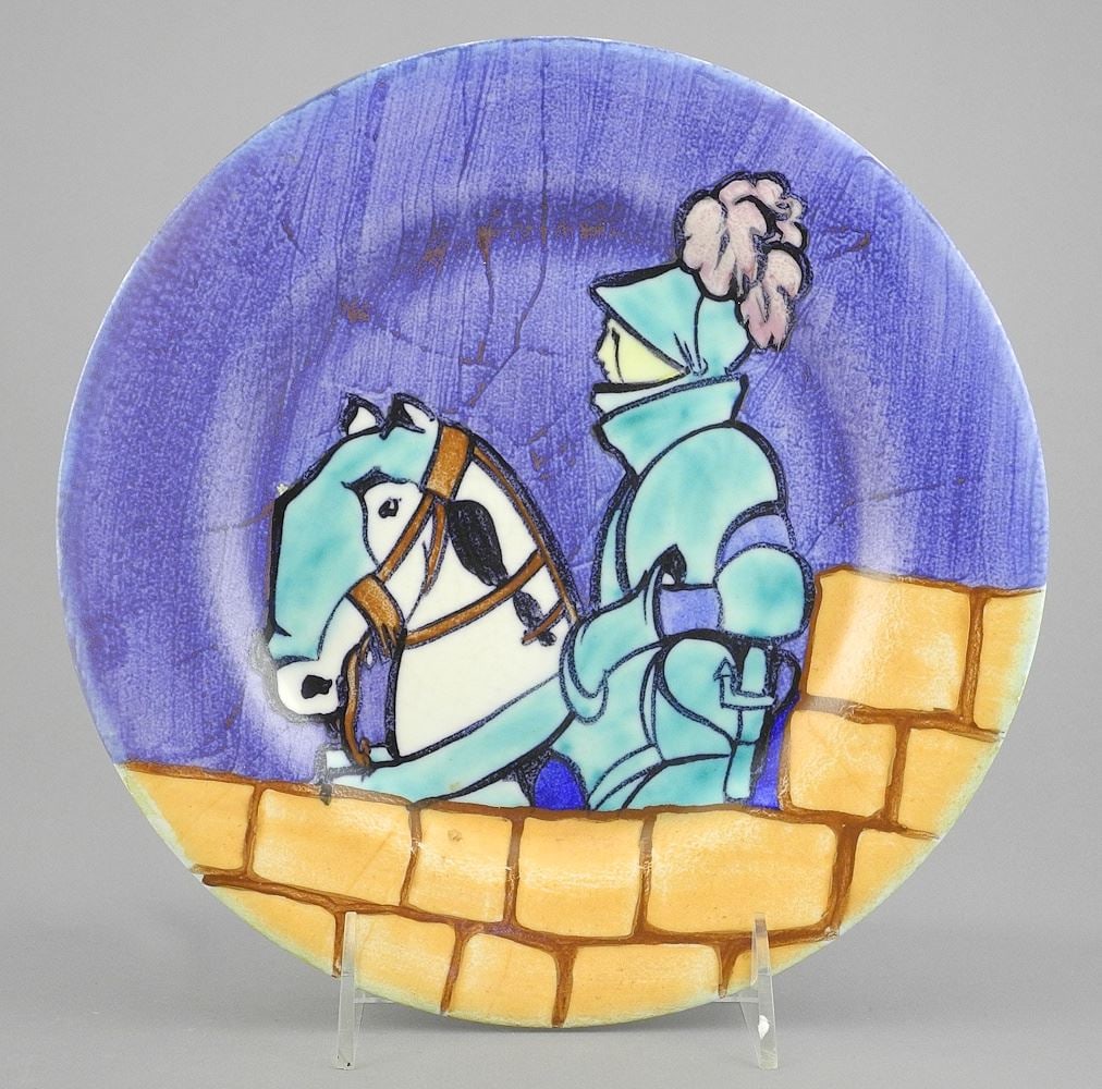 Clarice Cliff "Inspiration Knight Errant" Dish C.1930, 9" Diameter.: Clarice Cliff "Inspiration Knight Errant" Dish C.1930, 9" Diameter.