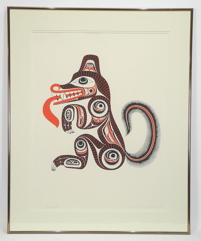 Serigraph (PP) signed Bill Reid, 25 1/4 x 19 1/4", "Haida Wolf". (1 of 7)
