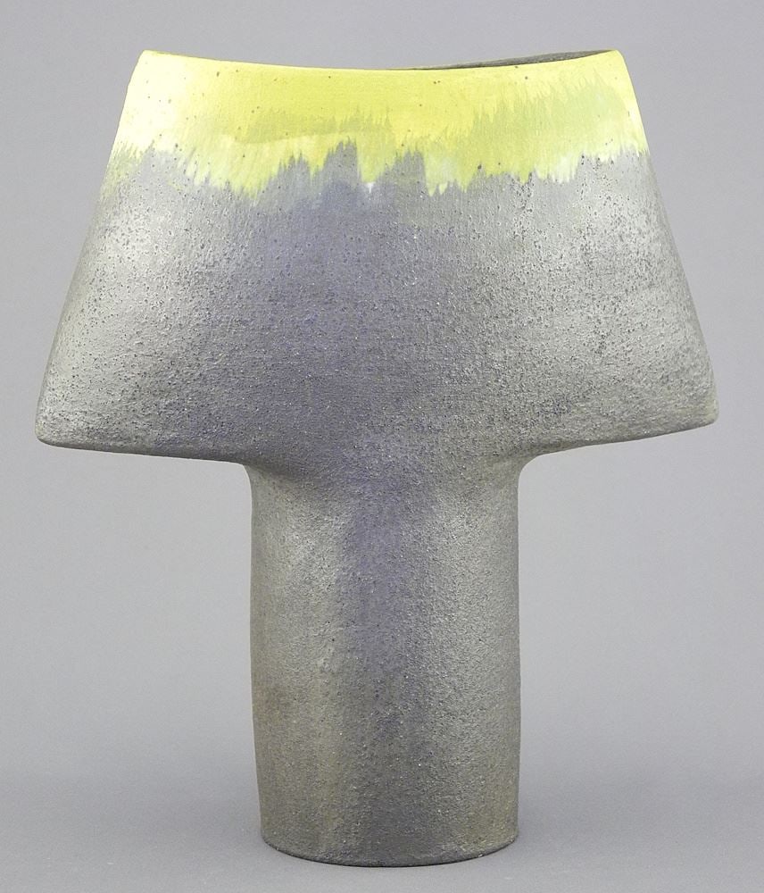 Yellow Rim Stoneware Vase with Impressed Mark of Wayne Ngan, 7 1/2" (1 of 6)