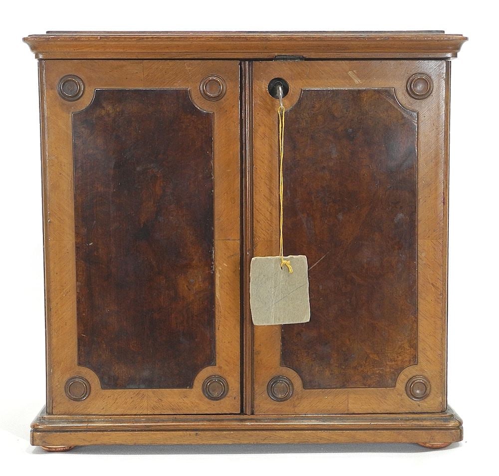 18th/19th C. Miniature Wooden Cabinet, 12 3/8 x 13 x 8 3/8". (1 of 8)