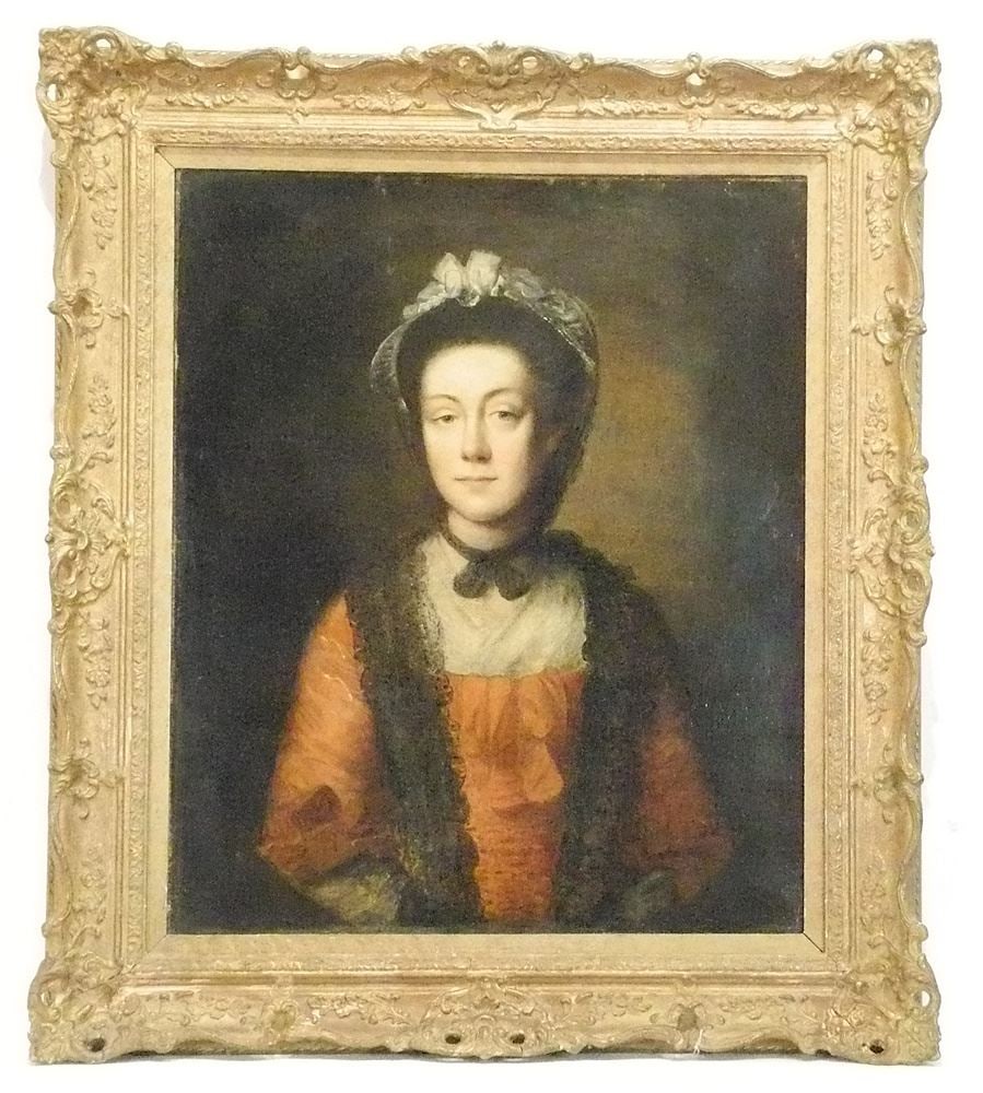 Oil on Canvas Follower of Thomas Gainsborough, 30 x 25", Possibly Miss Elizabeth Singleton.: Oil on Canvas Follower of Thomas Gainsborough, 30 x 25", Possibly Miss Elizabeth Singleton.