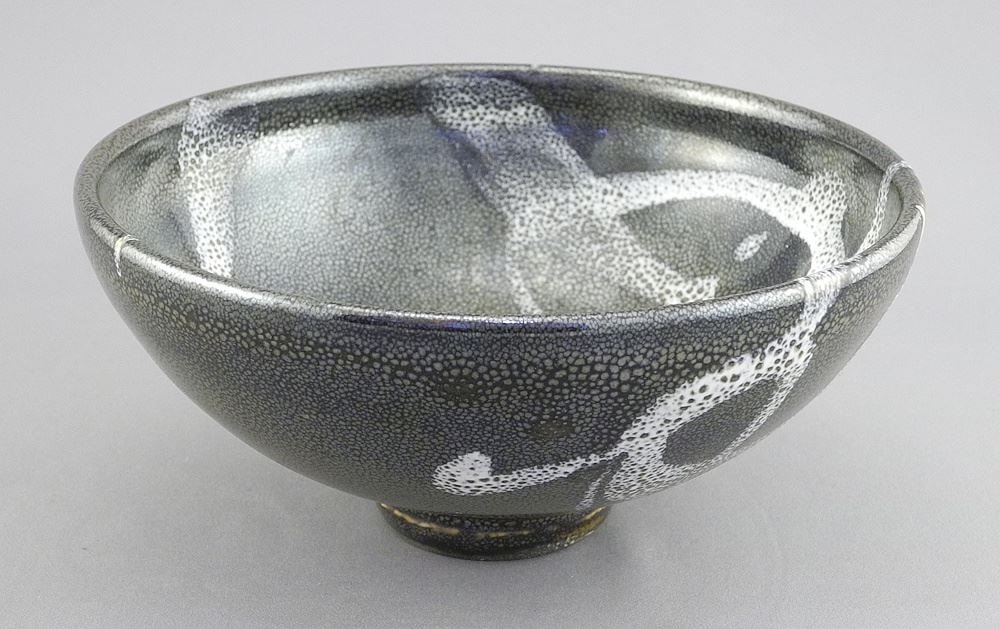 Oil Spot Brush Work Bowl with Impressed Mark of Wayne Ngan, 2 3/4" H. x 6 1/8" Diameter. (1 of 6)