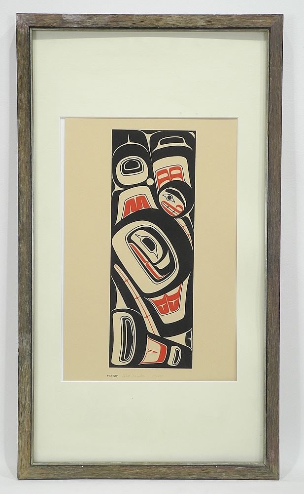 Serigraph Monogrammed RD (Robert Davidson)'75, 14 5/8 x 9 3/4", "Killer Whale" #171/295.: Serigraph Monogrammed RD (Robert Davidson)'75, 14 5/8 x 9 3/4", "Killer Whale" #171/295.