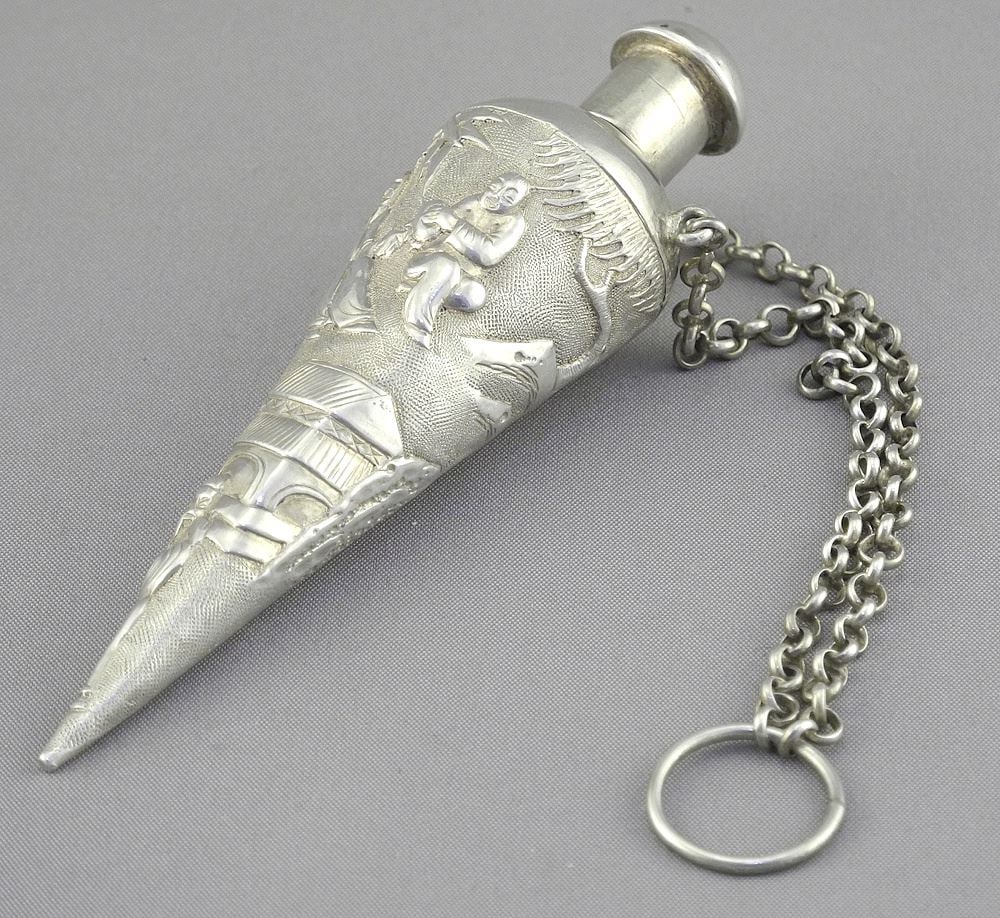Sterling (tested) Chatelaine Perfume Bottle, 3 1/4"L, 23g. (1 of 5)