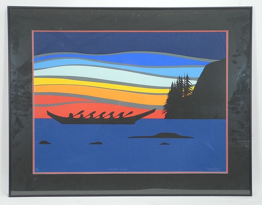 Serigraph signed Roy H. Vickers, 20 3/4 x 28 5/8", "West Coast Sunset" #15/80.