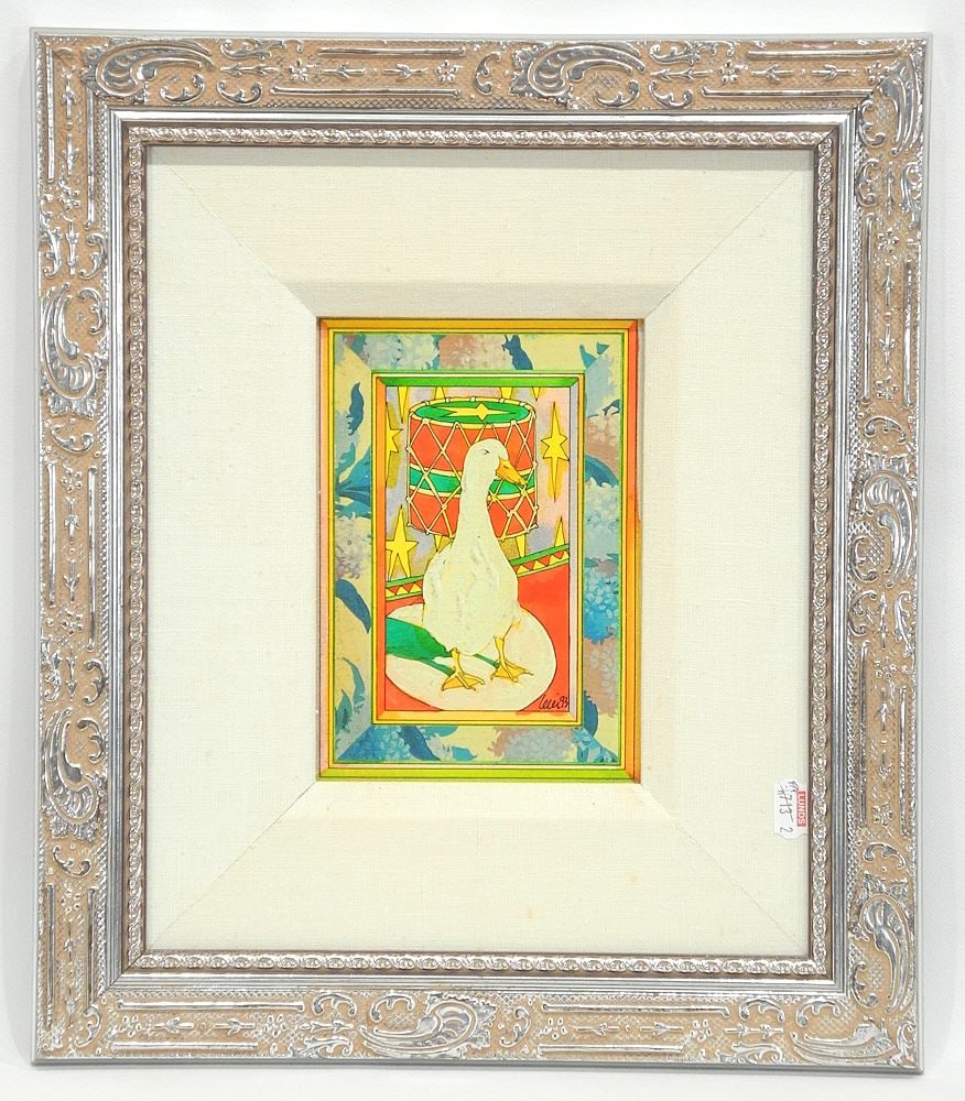 Mixed Media on Rag Board signed (Grant) Leier'93, 7 x 5", "Betty Takes her Show on the Road (1 of 4)