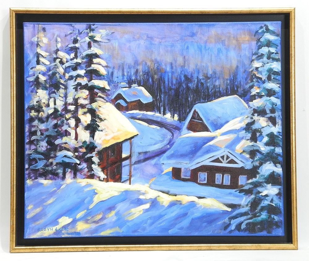 Acrylic on Canvas signed Robyn Lake, 20 x 24", "White Forest".: Acrylic on Canvas signed Robyn Lake, 20 x 24", "White Forest".