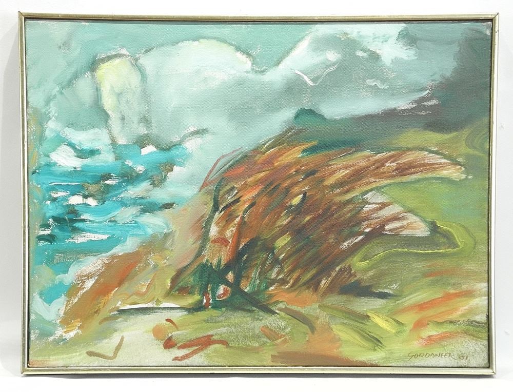 Oil on Linen signed (James) Gordaneer '81, 18 x 24", "Near Clover Point".: Oil on Linen signed (James) Gordaneer '81, 18 x 24", "Near Clover Point".