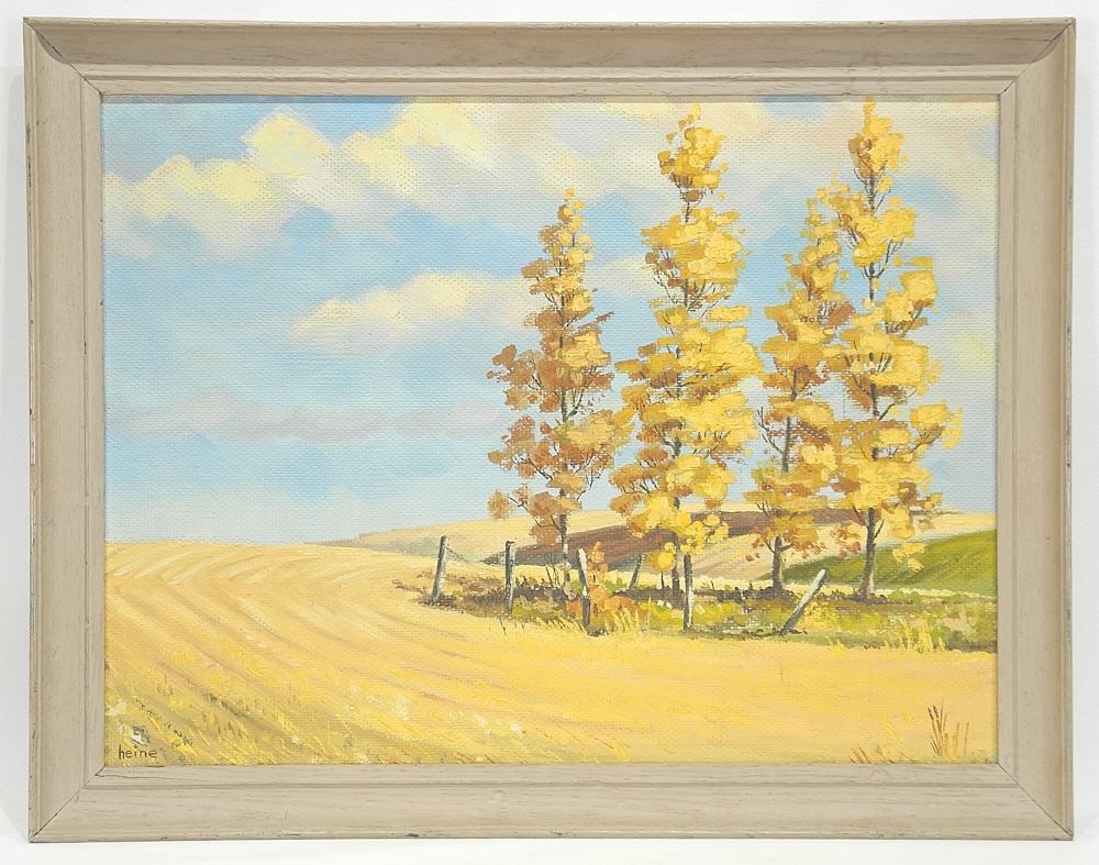 Oil on Masonite signed (Harry) Heine , 13 3/4 x 18", "Dec.1957 Edmonton Alberta". (1 of 5)