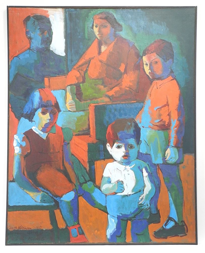 Oil on Canvas signed J.C.S. (Jack Craig Seaton) Wilkinson, 50 x 40", "Family Portrait", 7-1965.: Oil on Canvas signed J.C.S. (Jack Craig Seaton) Wilkinson, 50 x 40", "Family Portrait", 7-1965.