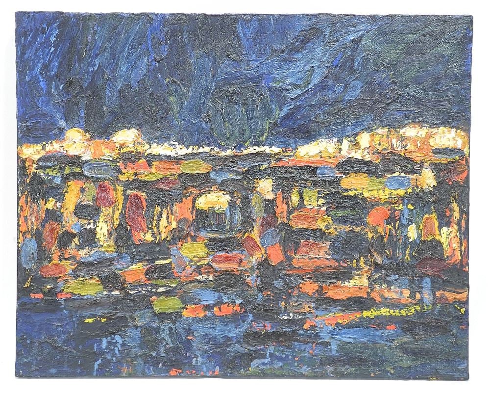 Oil on Canvas signed R. (Robert) Hinchley, 24 x 30", "Night Shift". (1 of 5)