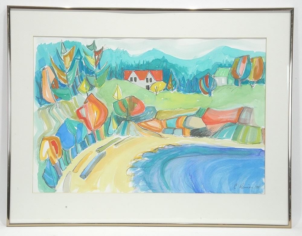 Gouache on Paper signed C. (Christine) Reimer, 14 1/4 x 21 1/2" , "Secluded Beach, Gordon: Gouache on Paper signed C. (Christine) Reimer, 14 1/4 x 21 1/2" , "Secluded Beach, Gordon