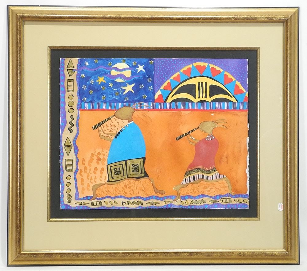 Mixed Media on Paper signed (Lee) Claremont '98, 16 x 20 1/2", "Luck in Love".: Mixed Media on Paper signed (Lee) Claremont '98, 16 x 20 1/2", "Luck in Love".