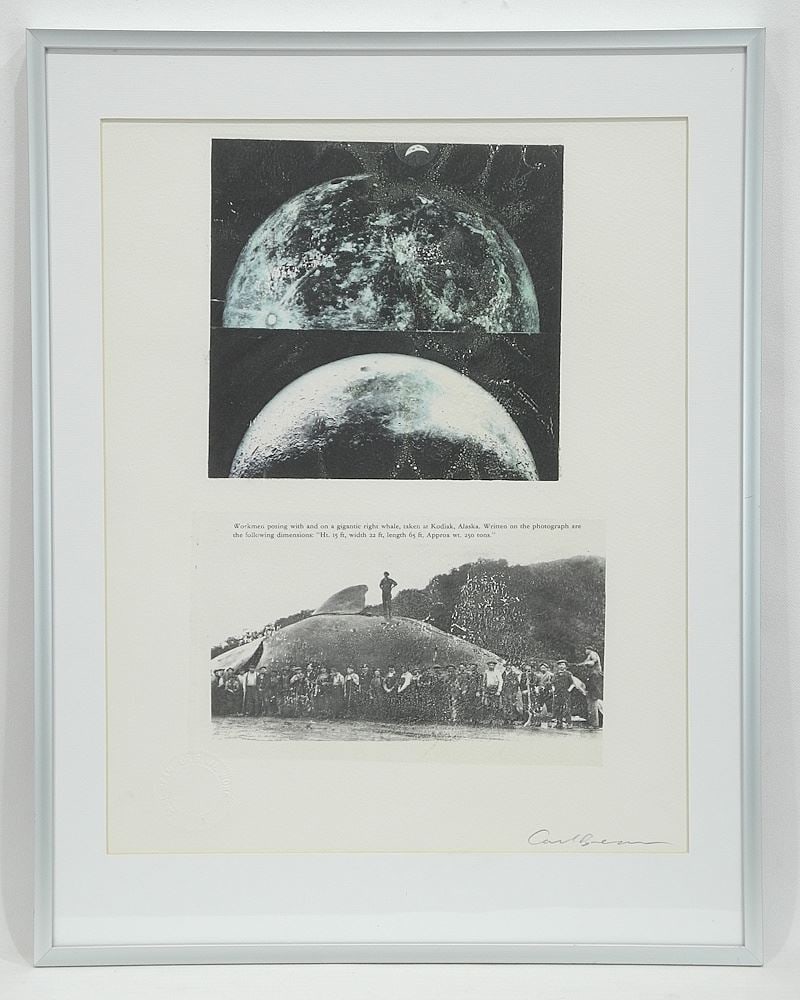 Monoprint signed Carl Beam, 14 1/2 x 11 1/2", "Gigantic Whale" Kodiak, Alaska.: Monoprint signed Carl Beam, 14 1/2 x 11 1/2", "Gigantic Whale" Kodiak, Alaska.