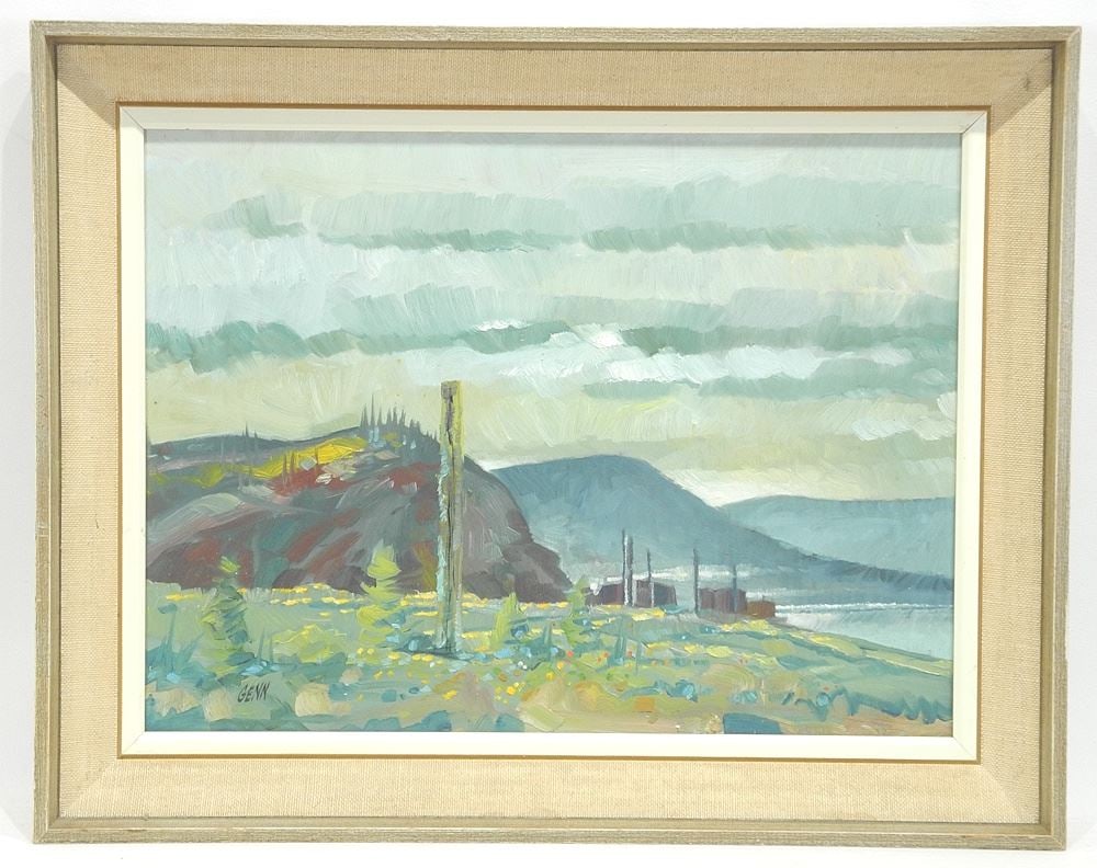 Oil on Board signed (Robert) Genn, "Spring Flowers by an Old Village". (1 of 4)