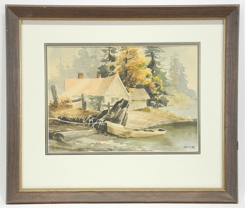 Watercolour signed (Harry) Heine, 9 1/4 x 13 1/8", "Nile Creek, Vancouver Island" 1971. (1 of 5)