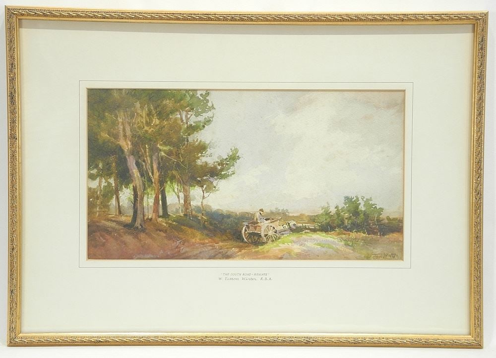 Watercolour signed W.(William)Talton -Winter, 7 1/2 x 14", "The South Road-Reigate". (1 of 5)