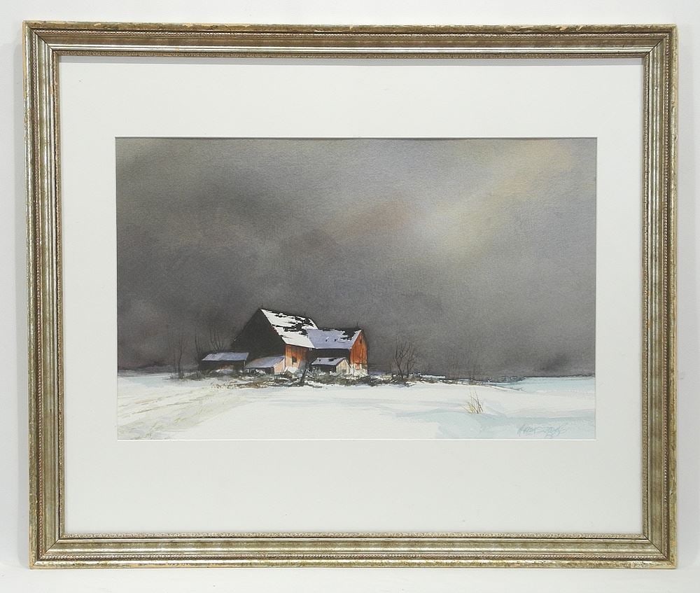 Watercolour signed (David) Armstrong , 14 x 22", "March Sky '87". (1 of 4)