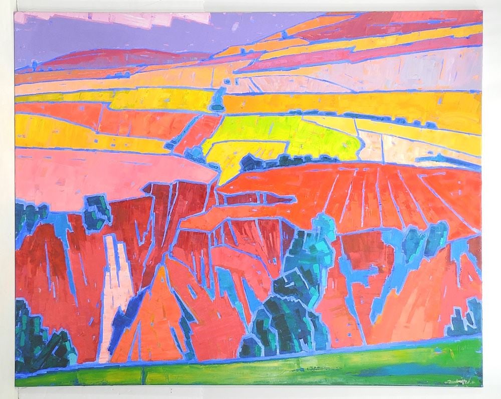 Oil on Canvas signed Zaw Win Pei, 48 x 60", "Mountainscape".: Oil on Canvas signed Zaw Win Pei, 48 x 60", "Mountainscape".