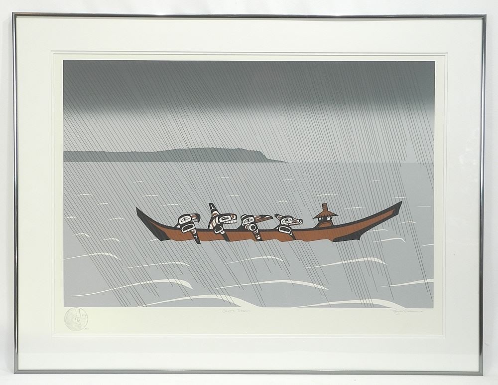 Serigraph with Remarque signed Roy H Vickers, 19 x 26 3/4", "Chief's Dream". (1 of 5)