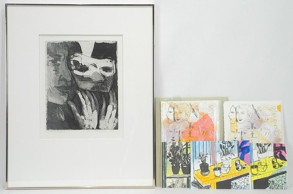 Six Prints signed (Ghitta) Caiserman -Roth, Largest 11 3/8 x 9", "Je Me Damasque" (five unframed). (1 of 8)