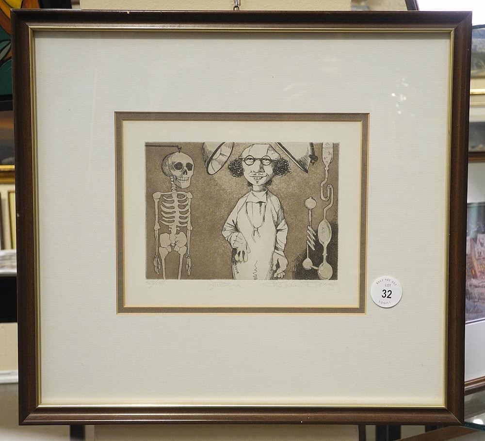 Etching signed Charles Bragg, 6 3/4 x 8 1/2", "Intern" #53/150. (1 of 3)