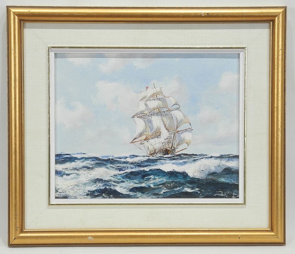 Oil on Board signed (Dale) Bhyre, 8 x 10", "Before the Wind".: Oil on Board signed (Dale) Bhyre, 8 x 10", "Before the Wind".