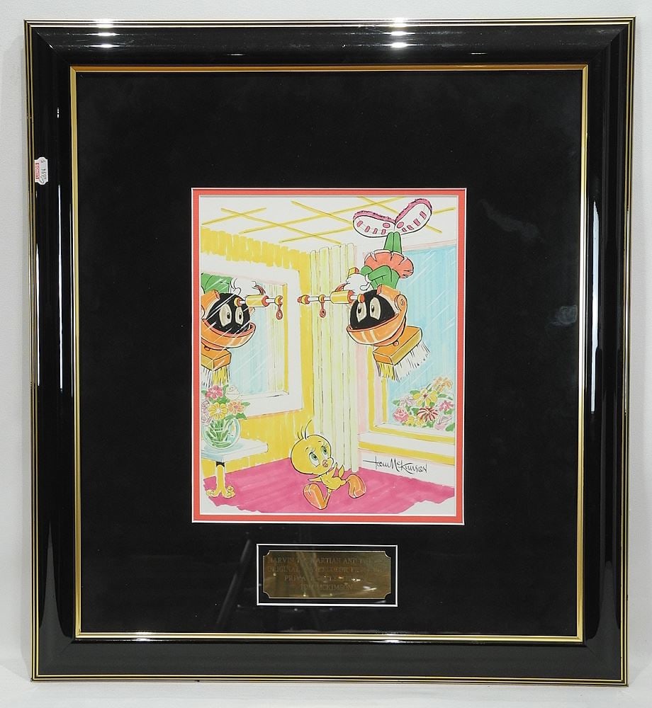 Original Watercolour signed Tom McKimson, 9 7/8 x 8", "Marvin the Martian & Tweety". (1 of 3)