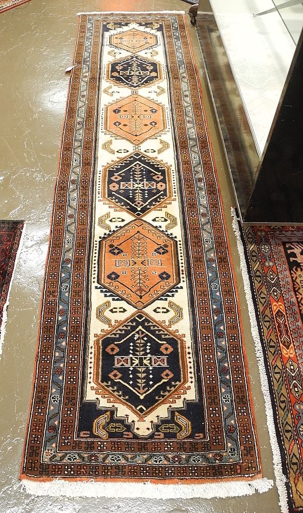 Hand Knotted Ardabil Runner Approx. 2'7" x 10'2". (1 of 2)