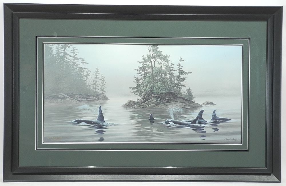 LEP signed Fred Buckwitz, 15 1/8 x 30 1/2", "Orca Bay" #508/550.: LEP signed Fred Buckwitz, 15 1/8 x 30 1/2", "Orca Bay" #508/550.