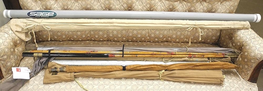 Collection of Vintage & Antique Split Cane Fly Rods: Hardy/Sharps/ Partridge etc. (as found). (1 of 3)