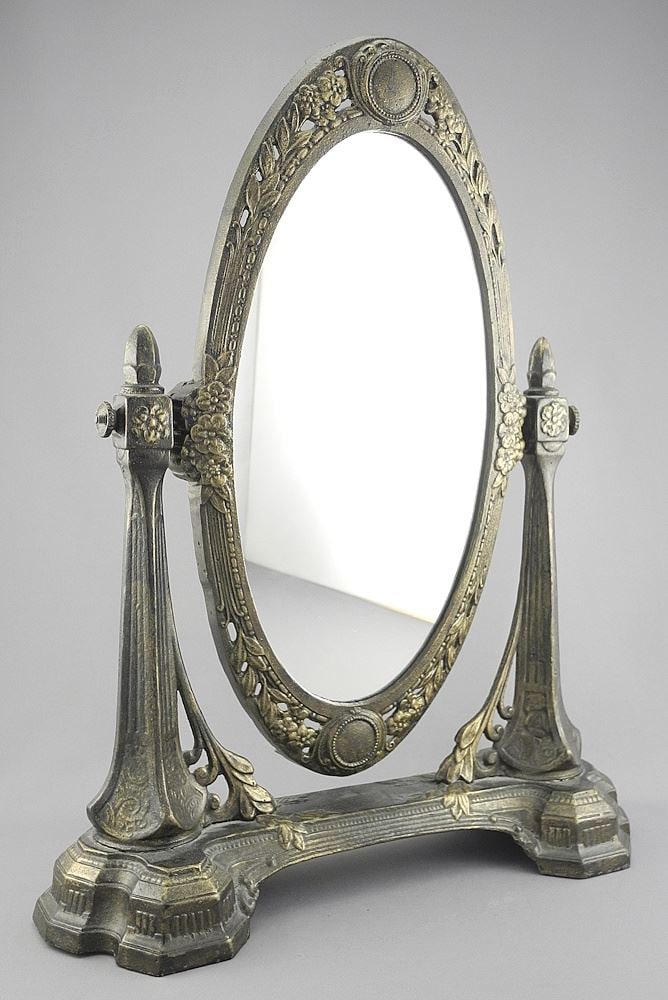 Copper Finish Oval Dressing Mirror, 17"h. (1 of 2)