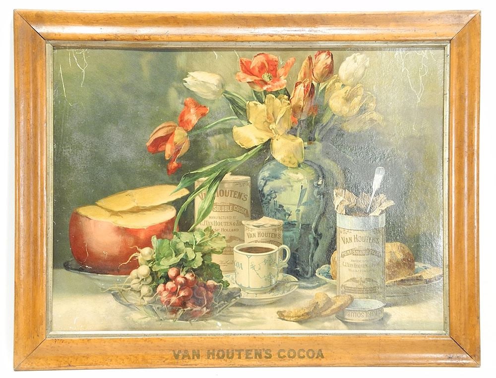 Van Houten's "Cocoa" Lithographic Advertisement, 16 3/4 x 23 1/4" (scratches noted). (1 of 2)