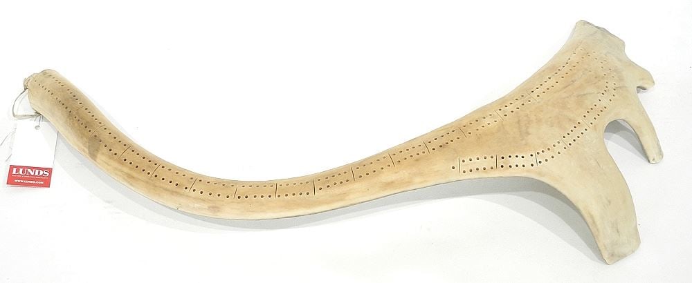 Antler Cribbage Board signed Ekalogalok 2000, 23 3/4"w. (1 of 4)