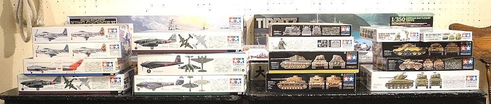 Collection of Tamiya Model Kits, Battleships/Planes/Tanks (approx.21/ as found). (1 of 3)