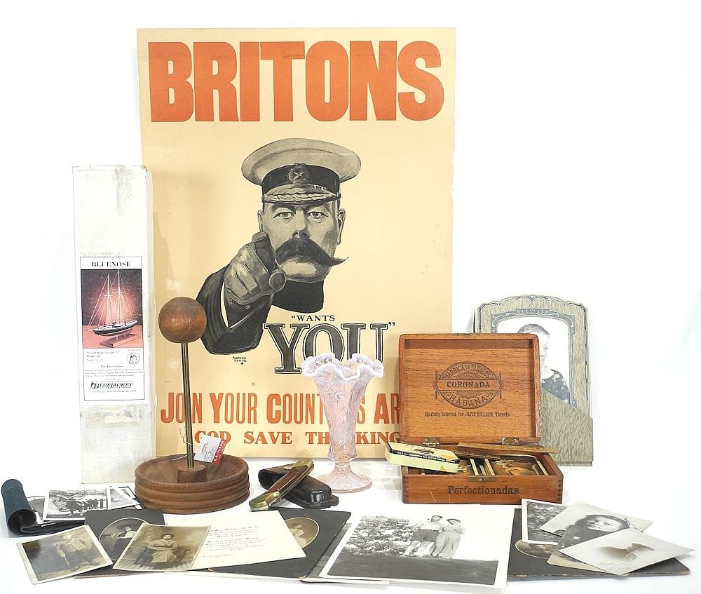 Collection of Vintage Photos/Schrade Knife/Hat Stand/Fentin/Danish Lamp/ Bluenose Model.: Collection of Vintage Photos/Schrade Knife/Hat Stand/Fentin/Danish Lamp/ Bluenose Model.