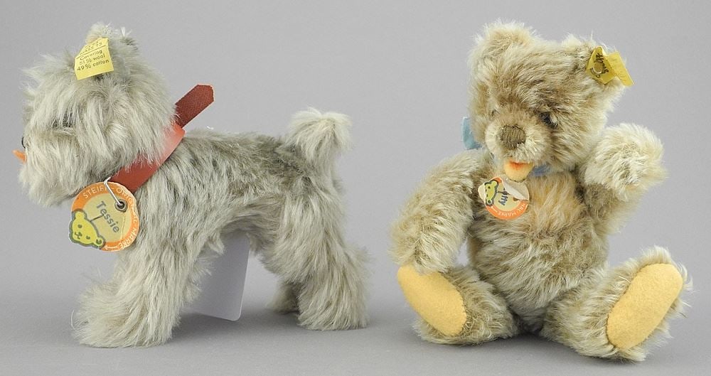 Two Steiff Animals: "Zotty" & "Tessie", 6"h & 5 1/2"L. (1 of 4)