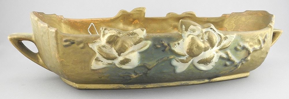 Roseville Pottery Trough Overpainted , 18 1/4".: Roseville Pottery Trough Overpainted , 18 1/4".