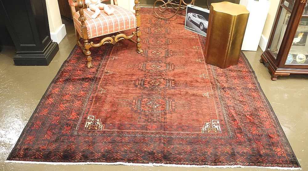 Hand Knotted Turkman Carpet Approx. 6'9" x 10'2". (1 of 3)