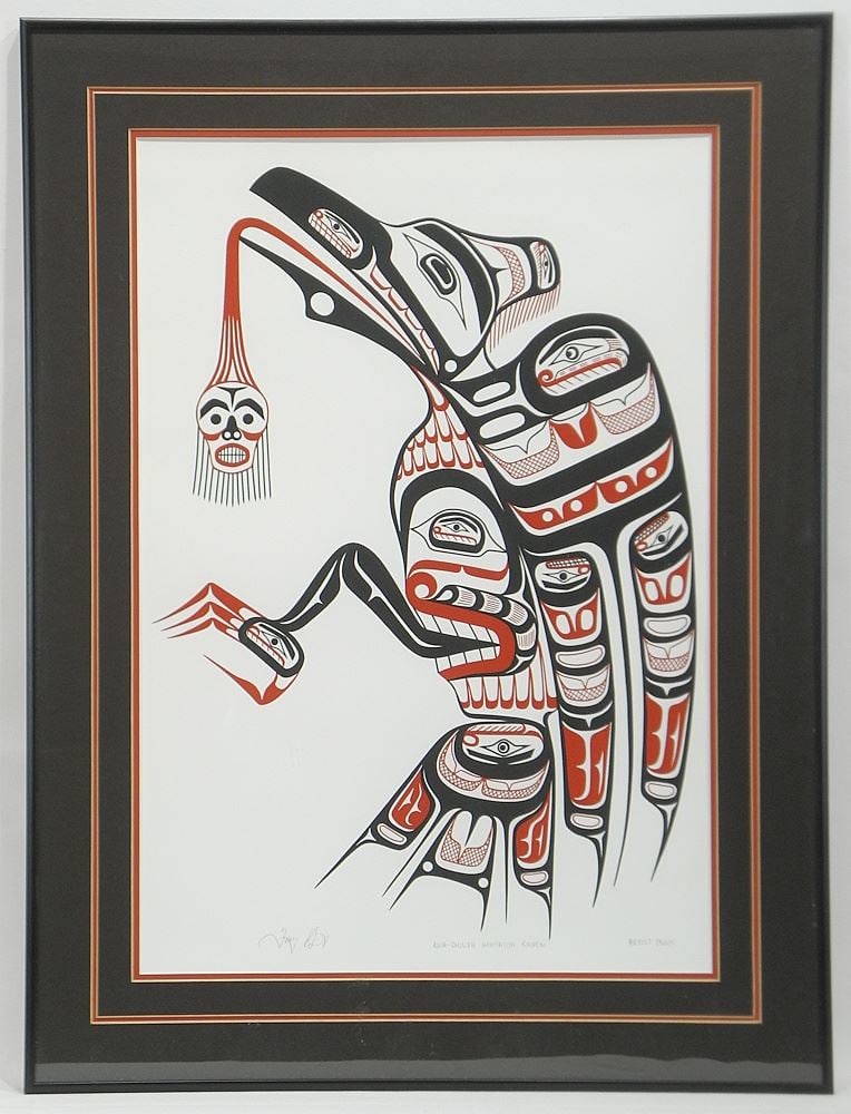 Kwagiulth Serigraph signed Tony Hunt , 22 x 15", "Kwa-Gulth Hamatsa Raven ", (A/P). (1 of 3)